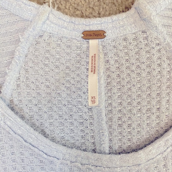 FREE PEOPLE XS waffle knit long sleeve shirt - Picture 3 of 5
